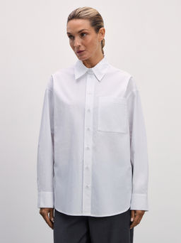 Рубашка оверсайз из хлопка с карманом / Zarina фото 3