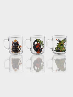Цена за 20 шт. Кружка Green tea «Озорные котики», 200 мл, стекло, рисунок МИКС