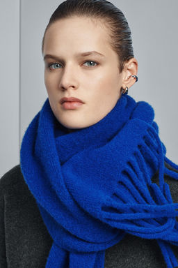 FRINGED KNIT WOOL SCARF - Zara фото 2