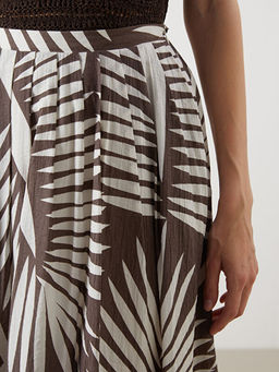 Beli Fermuarl? Desenli Pileli Etek