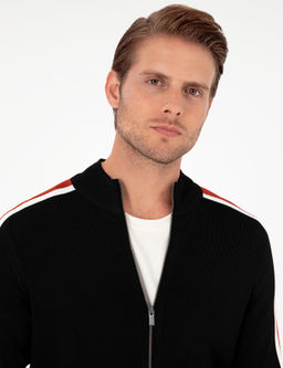 Siyah Slim Fit Y_n Kar___ml_ Fermuarl_ Triko H_rka - Pierre cardin фото 2