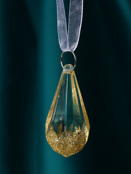 Цена за 2 шт. Ёлочные игрушки 3 шт. Зимнее волшебство. Льдинка капельки грани, 4.52.5 см, прозрачно-золотой  фото 11