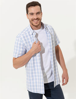 A__k Mavi Regular Fit K_sa Kollu G_mlek