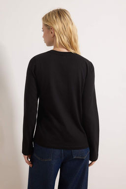 Siyah-Gri 2li Paket %100 Pamuk Bisiklet Yaka Regular/Normal Kesim Orme T-Shirt TWOAW25TS00001