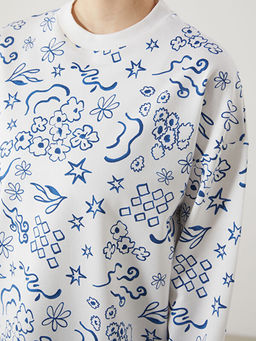 Desenli Oversize Kad?n Sweatshirt Tunik