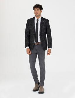 Siyah Ekstra Slim Fit Y_n Kar___ml_ Blazer Ceket