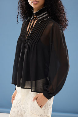 Siyah Nervur Detayl? Sifon Detayl? Bluz TPRSS25BZ00027 - Trendyolmilla фото 3