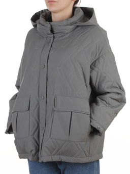 BM4836 GRAY/GREEN Куртка стеганная демисезонная женская (50 гр. холлофайбер)