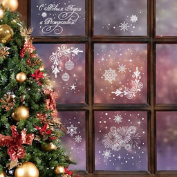 Наклейки на окна «Новогодние»