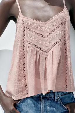 EMBROIDERED COTTON TOP - Zara фото 17