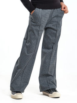 Брюки палаццо в клетку штаны для девочки детская одежда вещи 22-7859 черная клетка - Mini maxi фото 17