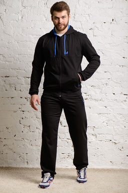 Спортивный костюм М-1427: Серый меланж / Тёмно-синий