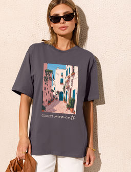 Удлиненная футболка over-size с авторским принтом - Vilatte фото 3