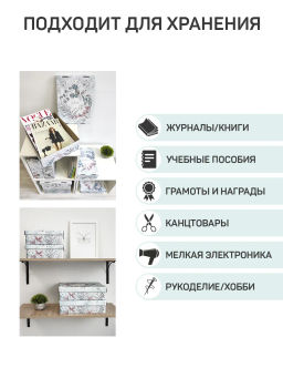 VAL BT-BCTN-LG-2F2L Набор коробов картон. 4 шт., 2 шт.-25*33*9 см, 2 шт.-16.5*25*9 см, BOTANIC LIGHT, шт