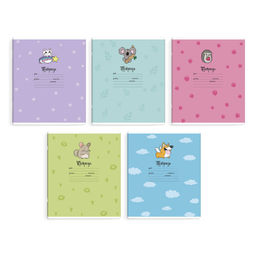 Цена за 5 шт. Тетрадь школьная ученическая, 12 л. клетка, арт. 56661/ 20 МУЛЬТЯШКИ /мягкий переплёт (2 скобы), обл