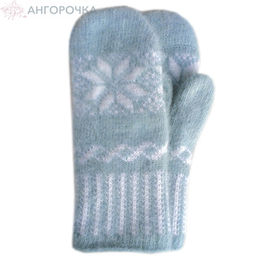Теплые шерстяные варежки с узором лось - 300.12 - Ангорочка фото 2