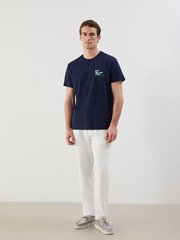 Bisiklet Yaka K?sa Kollu Bask?l? Penye Erkek Ti??rt