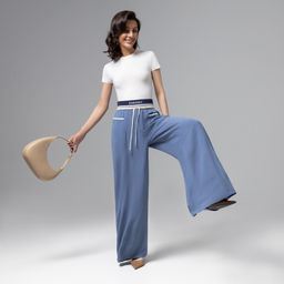 Брюки с высокой посадкой, Красота в движении (deep blue) - Charutti фото 4