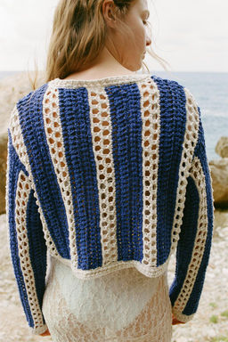 CROCHET KNIT CROP SWEATER - Zara фото 4