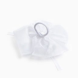 Бант для волос на резинке школьный, белый, 13×15 см, Кошечка Мари