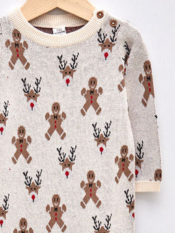 Bisiklet Yaka Uzun Kollu Desenli Triko Erkek Bebek Tulum - Waikiki фото 3