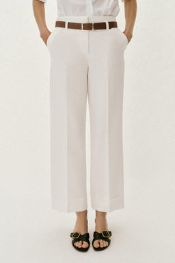 TROUSERS WITH TURN-UP CUFFS AND BELT - Zara фото 34