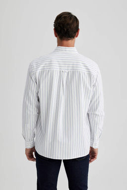 Оксфордская рубашка в полоску с длинным рукавом Relax Fit - Defacto фото 5