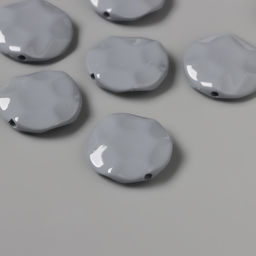 Цена за 10 шт. Бусины для творчества акрил «Плоский мятый круг», серый 2.5×2.5×0.6 см