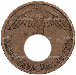 Монета 1 рейхспфенниг 1939 года A Германия