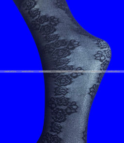 Цена за 10 пар. Носки женские капрон черные в цветочек арт. 301