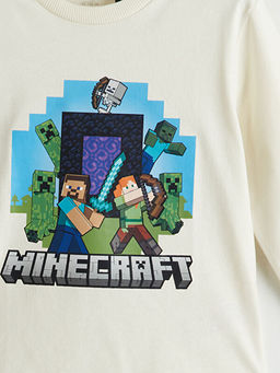 Bisiklet Yaka Minecraft Bask?l? Erkek ?ocuk Ti??rt