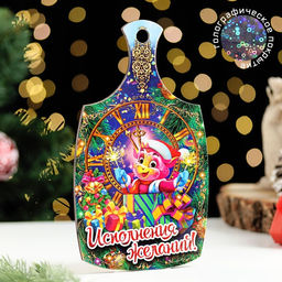 Доска разделочная сувенирная Символ года.Исполнения желаний, 20х11 см