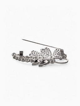 Брошь Цветочная сирень, цвет белый в серебре