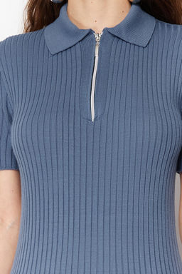 TRENDYOLMILLA Pembe Duz Midi Polo Yaka Triko Elbise TWOSS24EL00353  фото 4