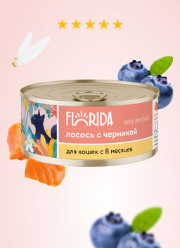 Консервы для кошек "Лосось с черникой" 22ел16