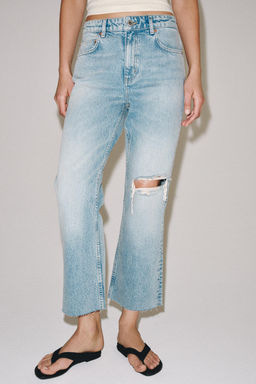JEANS ZW COLLECTION RELAXED BOOTCUT TIRO MEDIO CROPPED / Azul claro - Zara фото 2
