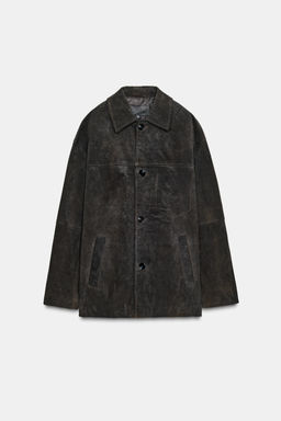 OVERSIZED 100% LEATHER SUEDE JACKET - Zara фото 6