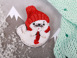 Набор для вышивания PANNA Живая картина JK-2222 Брошь. Белёк в шапочке 5 х 6 см