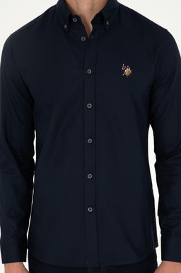 Мужская темно-синяя базовая рубашка с длинным рукавом - U.s. polo assn фото 6