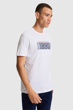 Erkek Beyaz Regular Fit Bisiklet Yaka Ti__rt