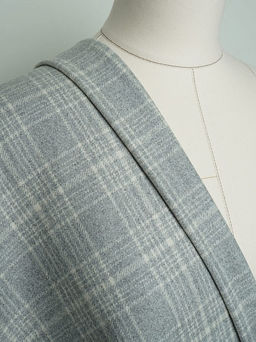 Шерсть пальтово-костюмная Твид Клетка цв.белый на св.сером, ш.1.5м, шерсть-60%, п/э-40% - Купава фото 11