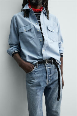 JEANS STRAIGHT FIT AARON LEVINE X ZARA / Azul medio  фото 5