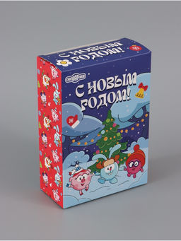 Цена за 3 шт. Коробка складная, 16 х 23 х 7,5 см "С Новым годом!", Смешарики