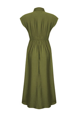 TRENDYOLMILLA Siyah A Kesim Gomlek Yaka Aerobin Maxi Dokuma Elbise TWOSS24EL00621  фото 16