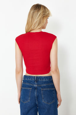 K?rm?z? fitted/vucuda Oturan Fitilli Esnek Orme Bluz TWOSS24BZ00641