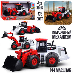Трактор "Бульдозер" (свет, звук) в коробке (красный)