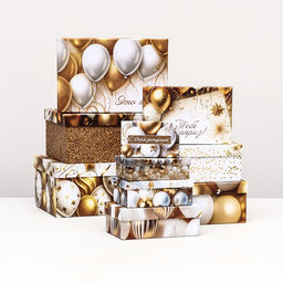 Набор коробок 10 в 1 С днём рождения!, золотой, 32,5 х 20 х 12,5 -12 х 7 х 4 см