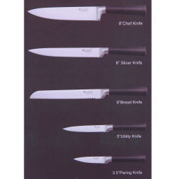 Набор ножей "SHEF" 6предметов (5ножей+подставка), черная ручка