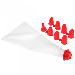 Кондитерский набор 10 предметов Декор: мешок для крема ПВХ; насадка пластик - 8 штук; фиксатор для насадок пластик, цвета в ассортименте: белый, красный, оранжевый, зеленый, в блистере (Китай) - Домашняя мода фото 2