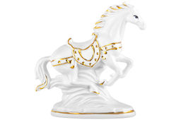 Фигурка декоративная 13*5*16,5 см Лошадь белая с золотом, фарфор - Elan gallery фото 3